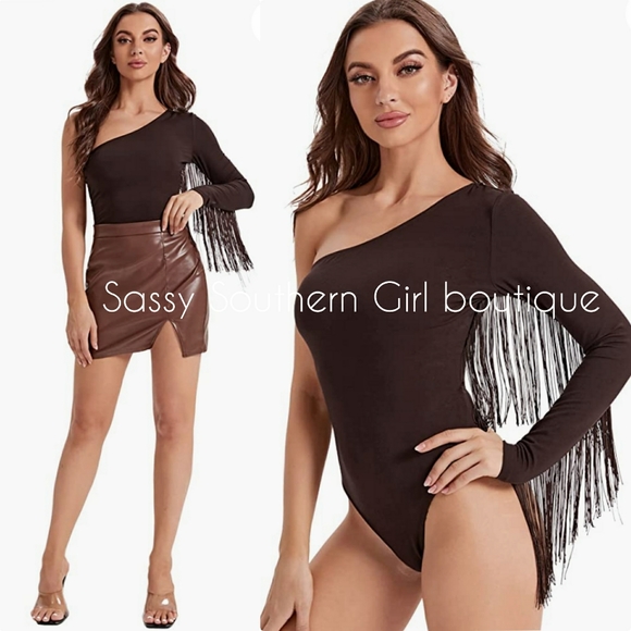 ⭐🆕 Boho brown fringe bodysuit - Picture 2 of 10